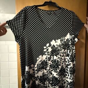 Elegant Black and White Floral Women's Blouse